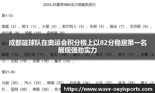 成都篮球队在奥运会积分榜上以82分稳居第一名展现强劲实力